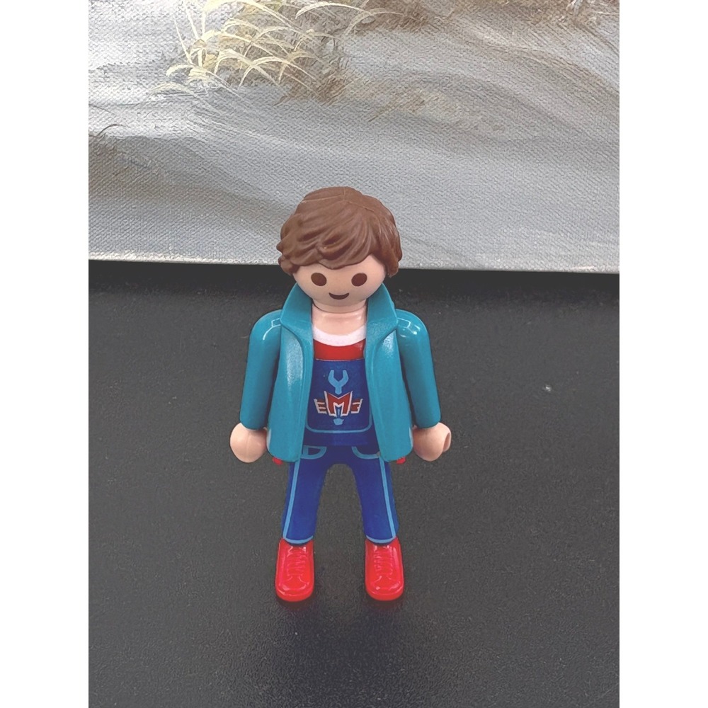 Vintage Playmobil Male Figure Teal Jacket Blue Jumpsuit Red Shoes 1992 Geobra